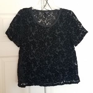 Lucky Brand| Black floral lace top, size S